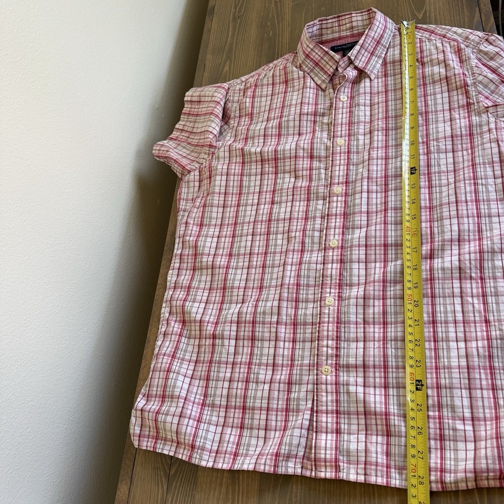 Banana Republic Men's Medium‎ Slim Fit Plaid Short Sleeve Button Up Shirt Collar - Picture 6 of 6